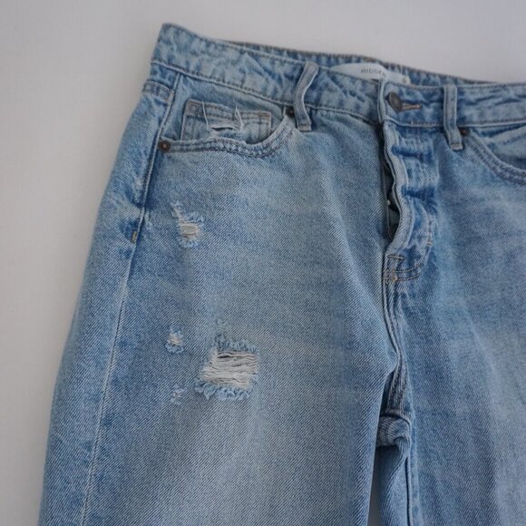 Hidden Light Wash Distressed Skinny Button Fly High Waisted Blue Denim Jeans 26 - Picture 7 of 16